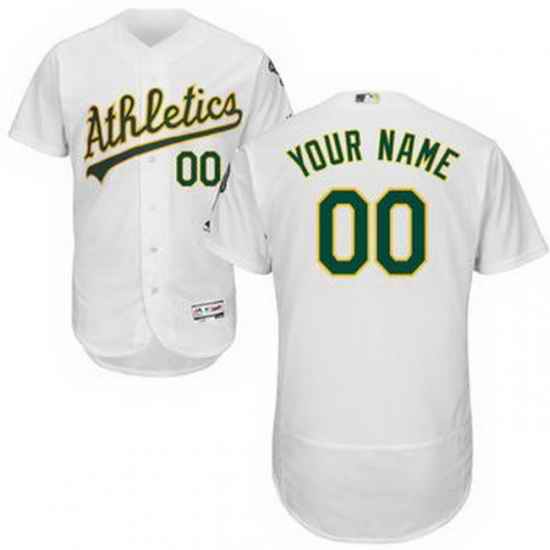 Men Women Youth All Size Oakland Athletics Majestic Home White Flex Base Authentic Collection Custom Jersey